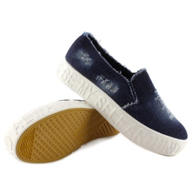 Suela de mezclilla sin cordones con inscripciones Z-4 Navy azul marino 3