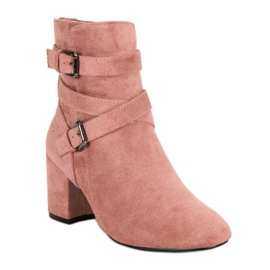 Seastar Botas de ante de tacón alto rosado 1