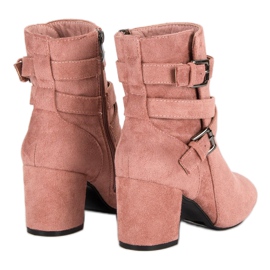 Seastar Botas de ante de tacón alto rosado 4
