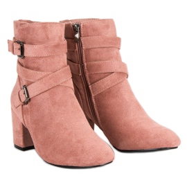 Seastar Botas de ante de tacón alto rosado 5
