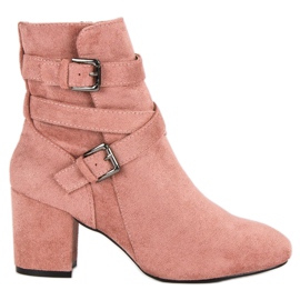 Seastar Botas de ante de tacón alto rosado 3