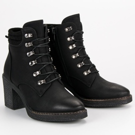 Seastar Botas de tacón con cordones negro 2