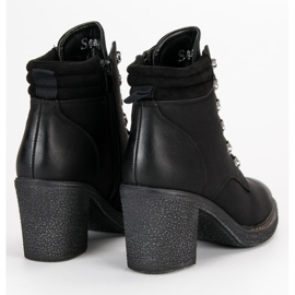 Seastar Botas de tacón con cordones negro 1