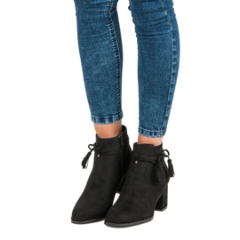 Botines de ante con tacón negro 6