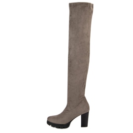 Vinceza Botas de muslo de ante gris 2