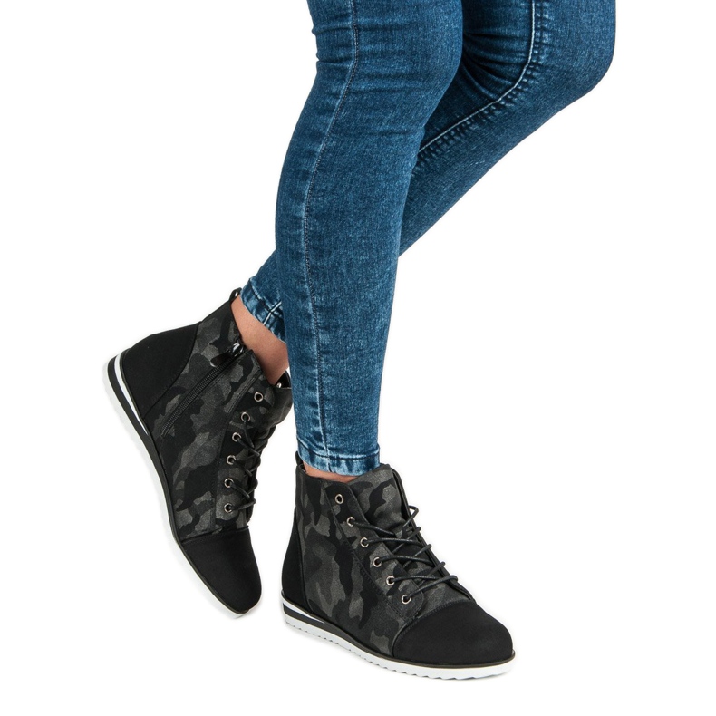 Vinceza Zapatillas camo arriba del tobillo negro 1