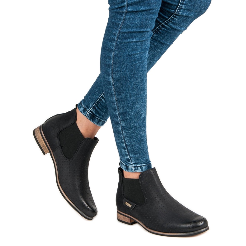 Filippo Botas negras con calado negro 1