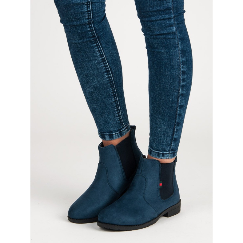 Lady Fashion Botines de gamuza sin cordones azul 1