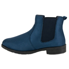Lady Fashion Botines de gamuza sin cordones azul 4