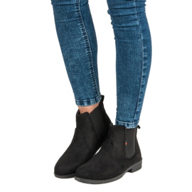 Lady Fashion Botines de gamuza sin cordones negro 1