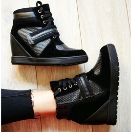 J. Star Zapatos de cuña con cordones negro 8