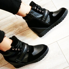 J. Star Zapatos de cuña con cordones negro 9