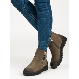 Botas bajas en la cremallera VINCEZA verde 2 Botas bajas en la cremallera VINCEZA verde 2