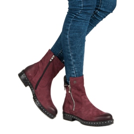 Botas de piel burdeos de VINCEZA rojo 2