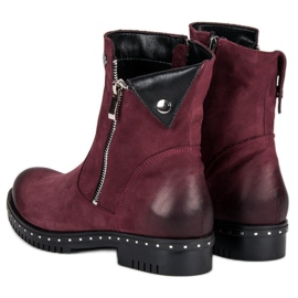 Botas de piel burdeos de VINCEZA rojo 4