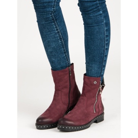 Botas de piel burdeos de VINCEZA rojo 1