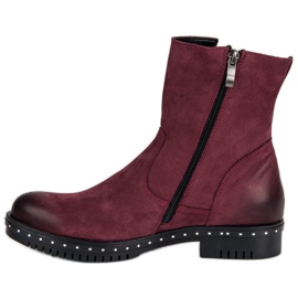 Botas de piel burdeos de VINCEZA rojo 3