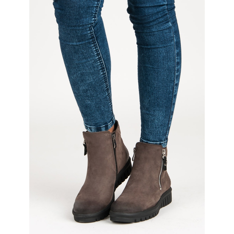 Botas bajas en la cremallera VINCEZA marrón 1 Botas bajas en la cremallera VINCEZA marrón 1