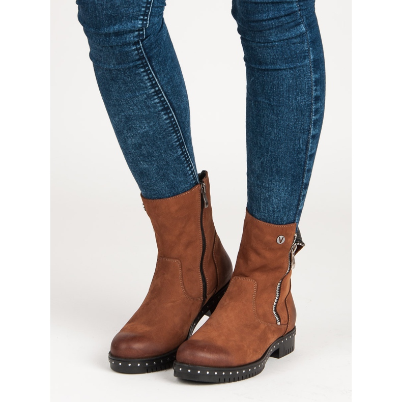 Botas marrones de cuero de VINCEZA marrón 1