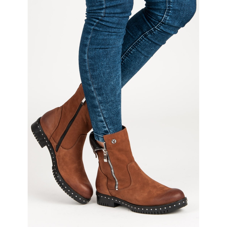 Botas marrones de cuero de VINCEZA marrón 2