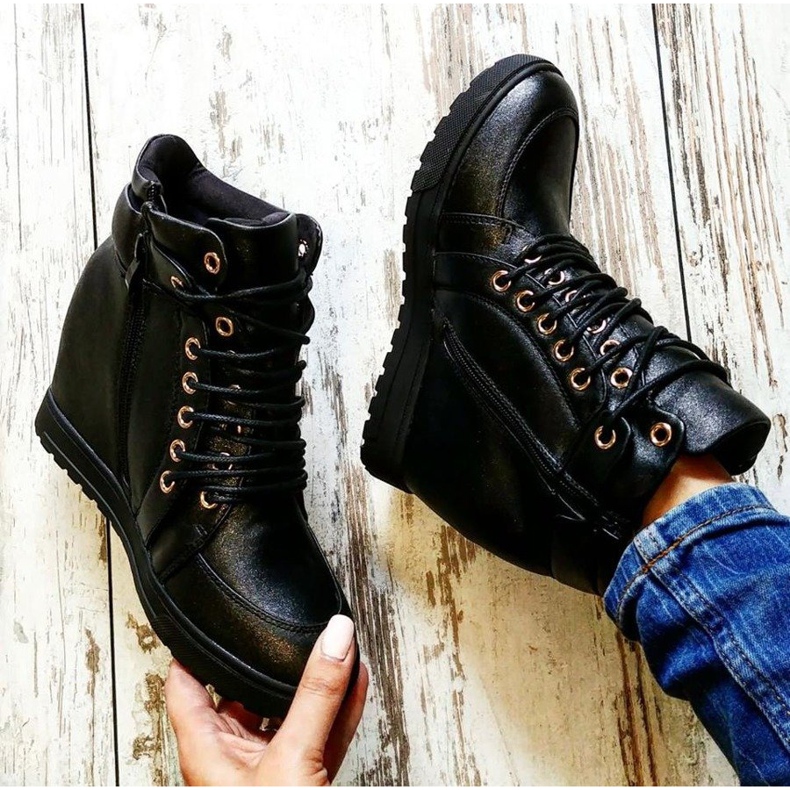 J. Star Zapatillas atadas con estilo negro 1