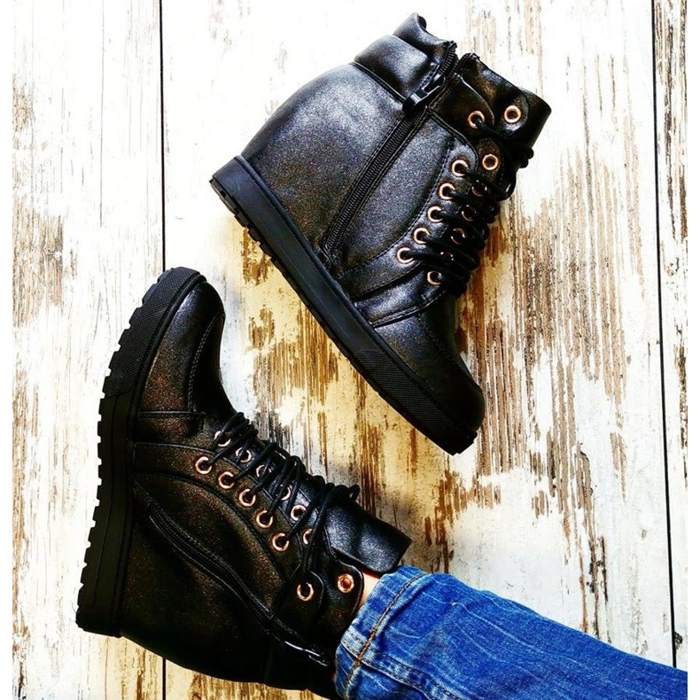 J. Star Zapatillas atadas con estilo negro 2