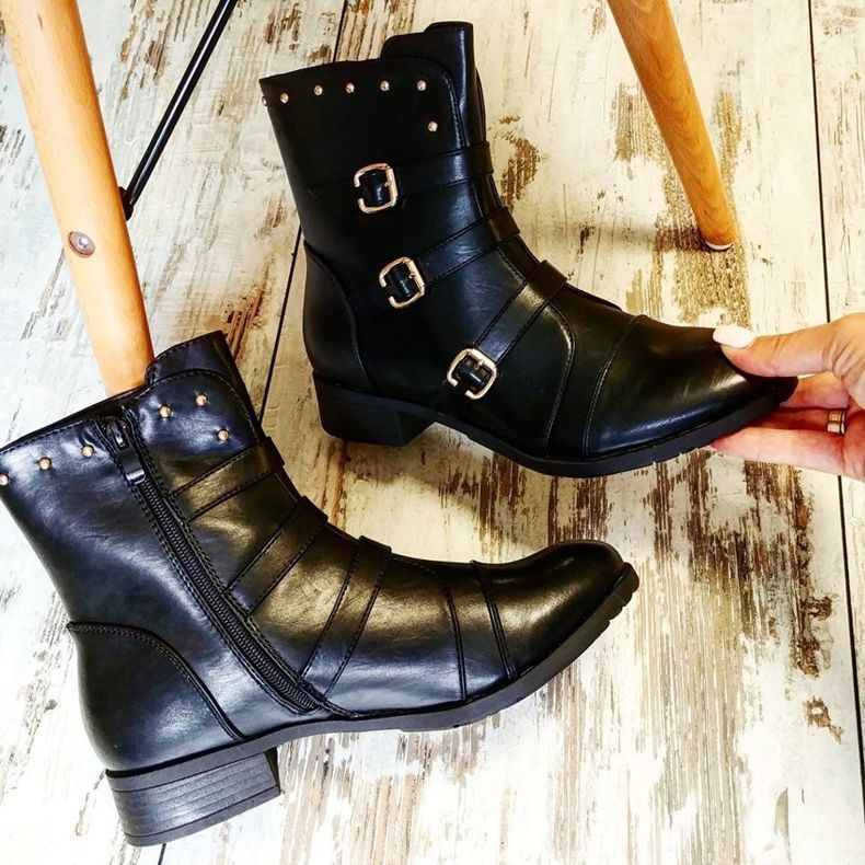 J. Star Botas de mujer clásicas negro 1