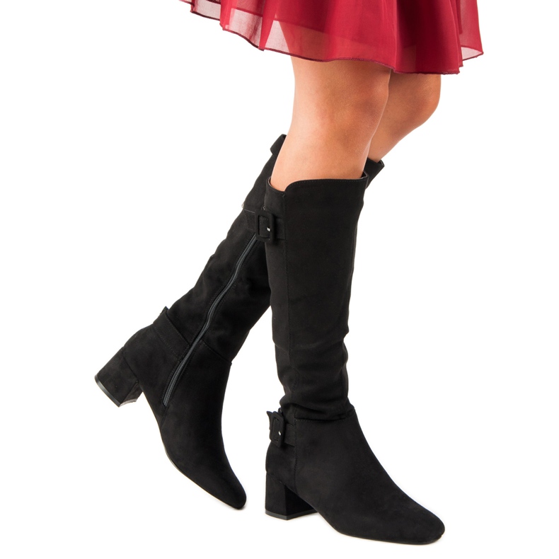 Botas de ante de tacón alto negro 2 Botas de ante de tacón alto negro 2