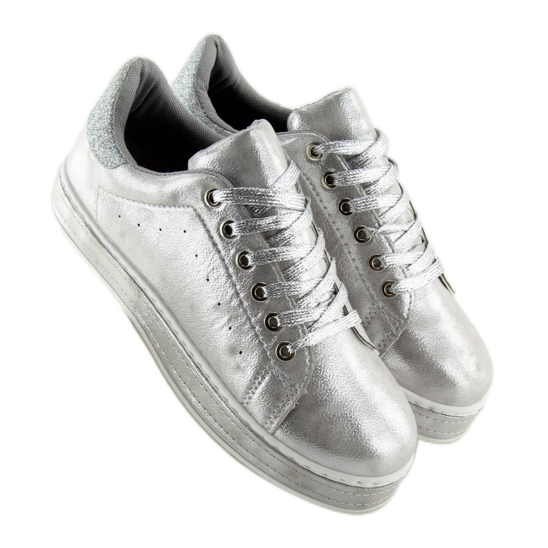 Deportivas plateadas de mujer K-301 Silver gris 2