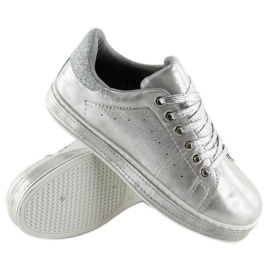 Deportivas plateadas de mujer K-301 Silver gris 3