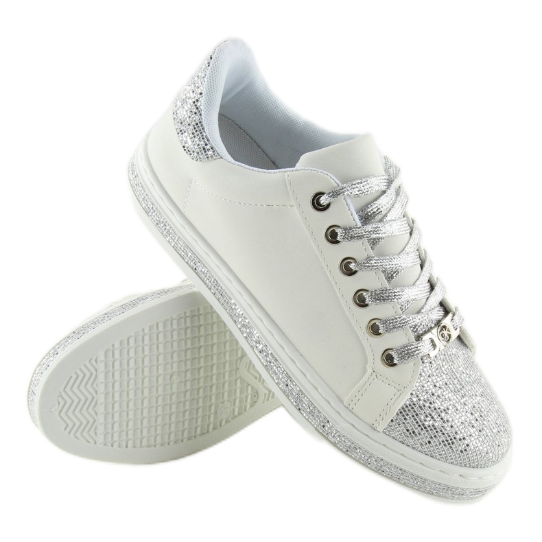 Deportivas mujer blancas y plateadas BK-81 blanco 1 Deportivas mujer blancas y plateadas BK-81 blanco 1