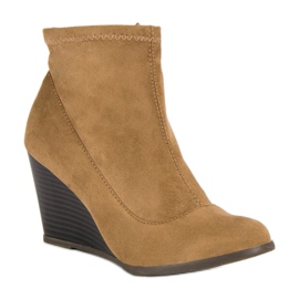 Corina Botines de ante con cuña marrón 3