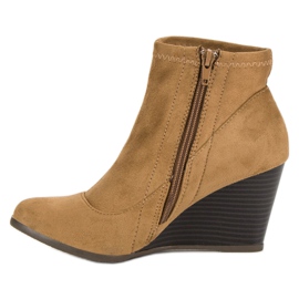 Corina Botines de ante con cuña marrón 4