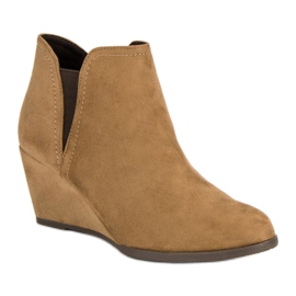 Corina Botas cuña camel marrón 2