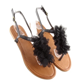Sandalias negras con flores CK36P Negro 2