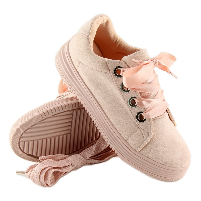 Pink H99-23 Zapatillas rosa con cintas 1