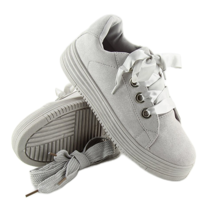 Gris H99-23 Zapatillas grises con cintas 1 Gris H99-23 Zapatillas grises con cintas 1