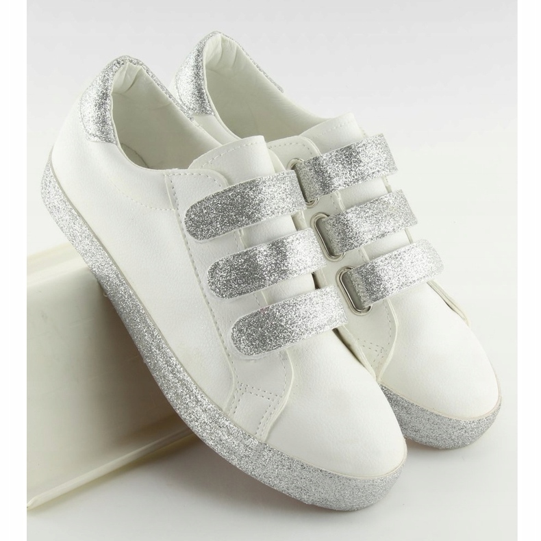 Zapatillas abrochadas con Velcro blanco XL10P Blanco gris 1 Zapatillas abrochadas con Velcro blanco XL10P Blanco gris 1