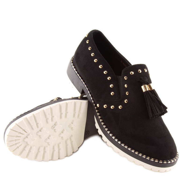 Mocasines negros con tachuelas U-6250 Negro 2