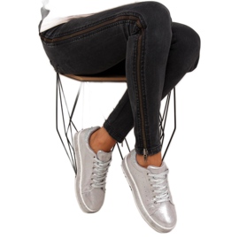 Deportivas plateadas de mujer K-301 Silver gris 5