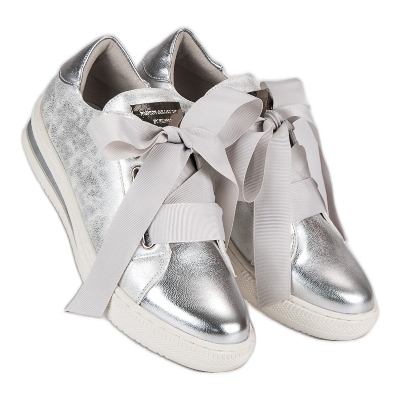 Filippo Zapatos plateados atados gris 1