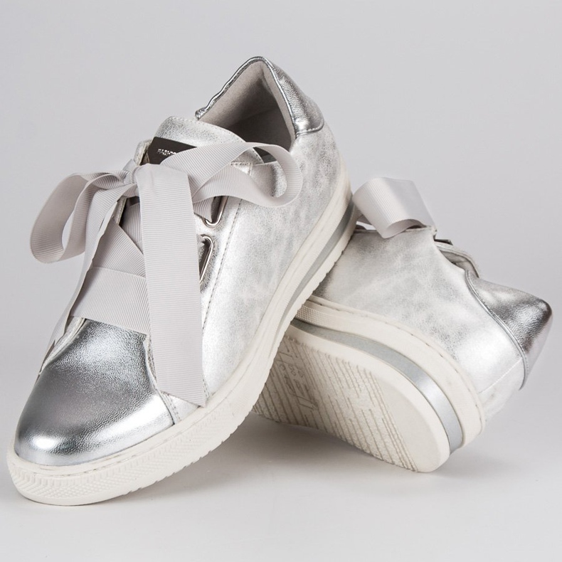 Filippo Zapatos plateados atados gris 2