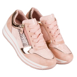 Kayla Zapatillas atadas con una cinta rosado 1