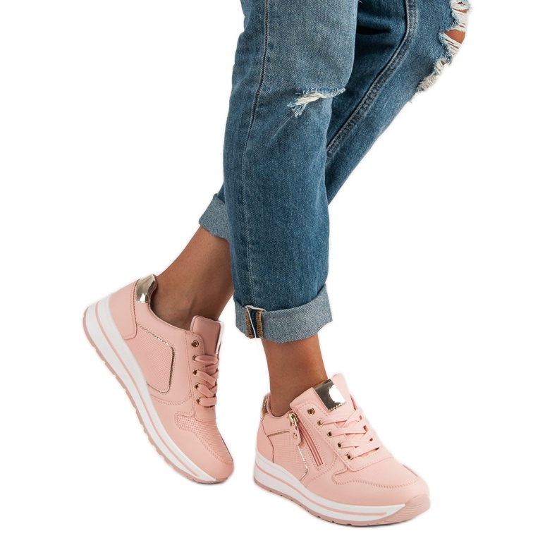 Zapatillas con cremallera decorativa rosa 1