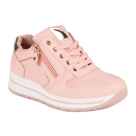 Zapatillas con cremallera decorativa rosado 2