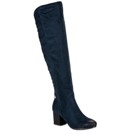 Botas hasta el muslo azul marino de VINCEZA 4