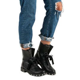 Lucky Shoes Botas de rock workery negro 1