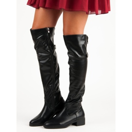 Botas negras hasta el muslo con cremallera negro 1 Botas negras hasta el muslo con cremallera negro 1