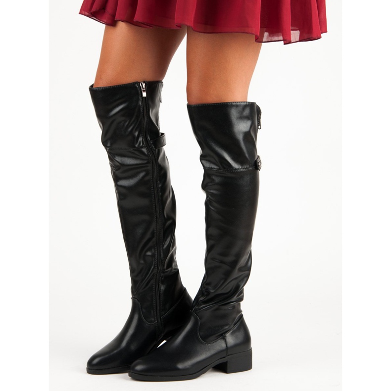 Botas negras hasta el muslo con cremallera negro 1 Botas negras hasta el muslo con cremallera negro 1