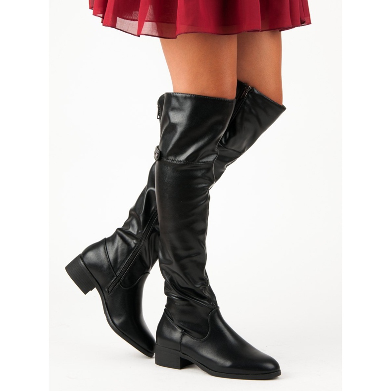 Botas negras hasta el muslo con cremallera negro 2 Botas negras hasta el muslo con cremallera negro 2